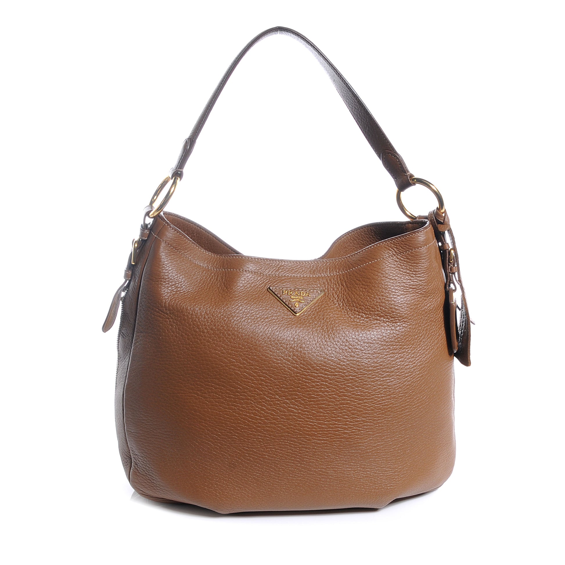 Prada Cervo Deerskin Zipper Hobo Cammello 1 of 8