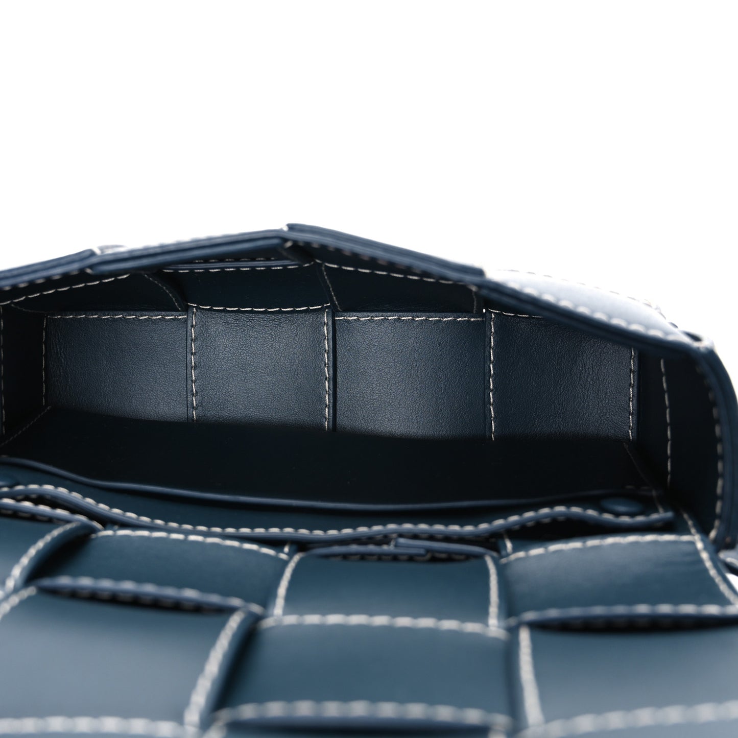 Lambskin Maxi Intrecciato Urban Stitch Mini Cassette Belt Bag Deep Blue
