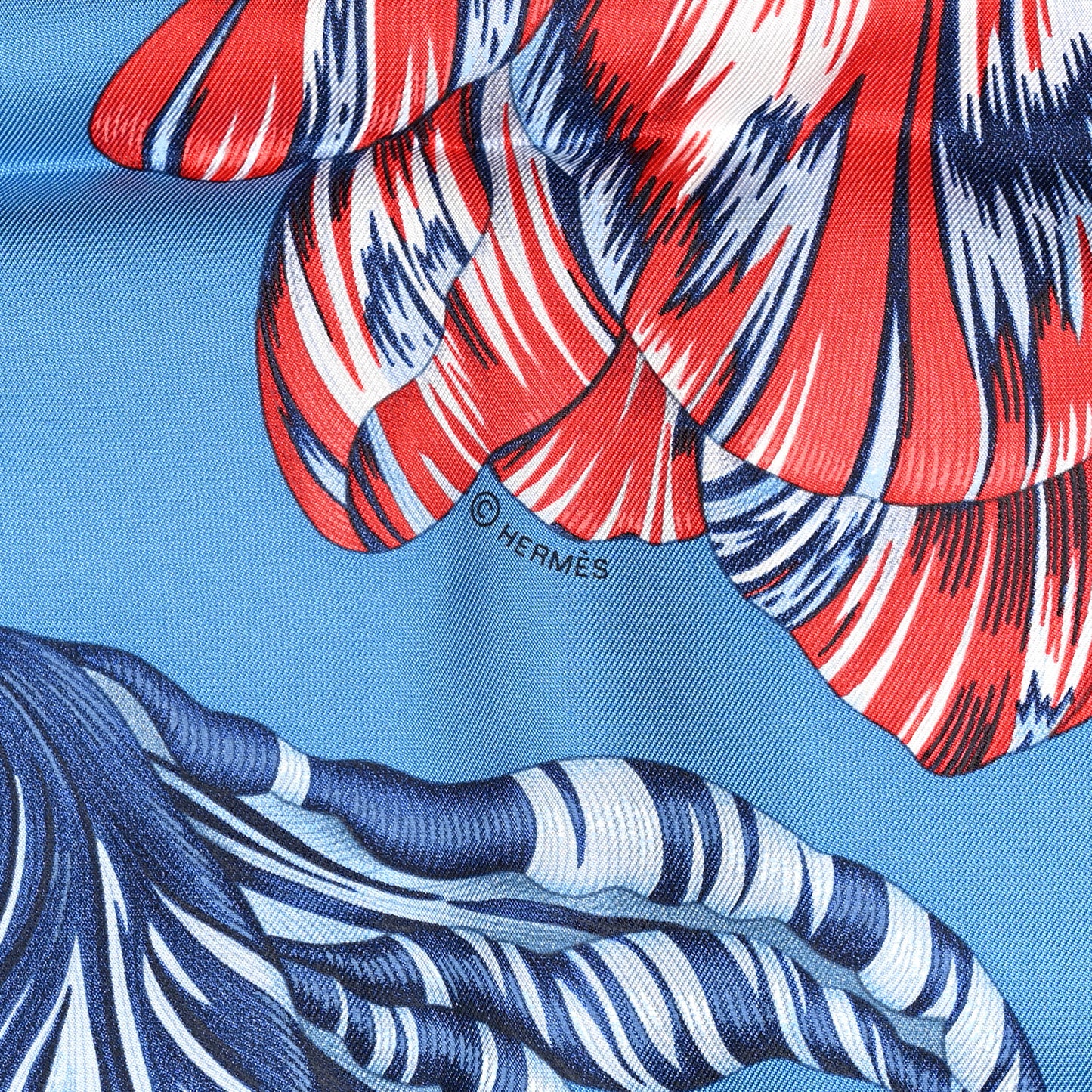 Silk Tulipomanie Scarf 90 Bleu Cobalt Orange