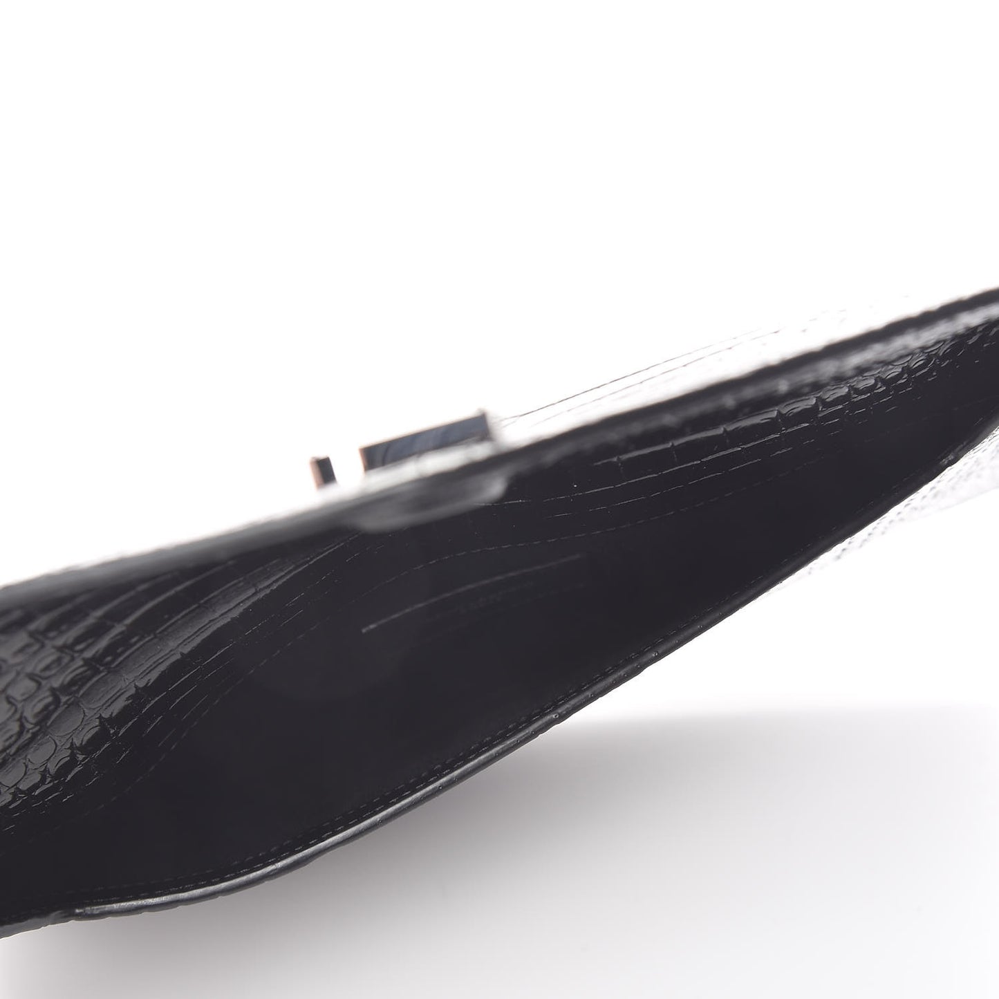 Calfskin Crocodile Embossed Uptown Monogram Clutch Black