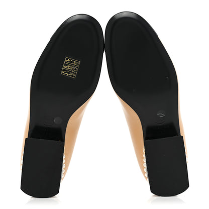 Chanel Lambskin Pearl Cap Toe CC Flats 36 Beige Black 6 of 12