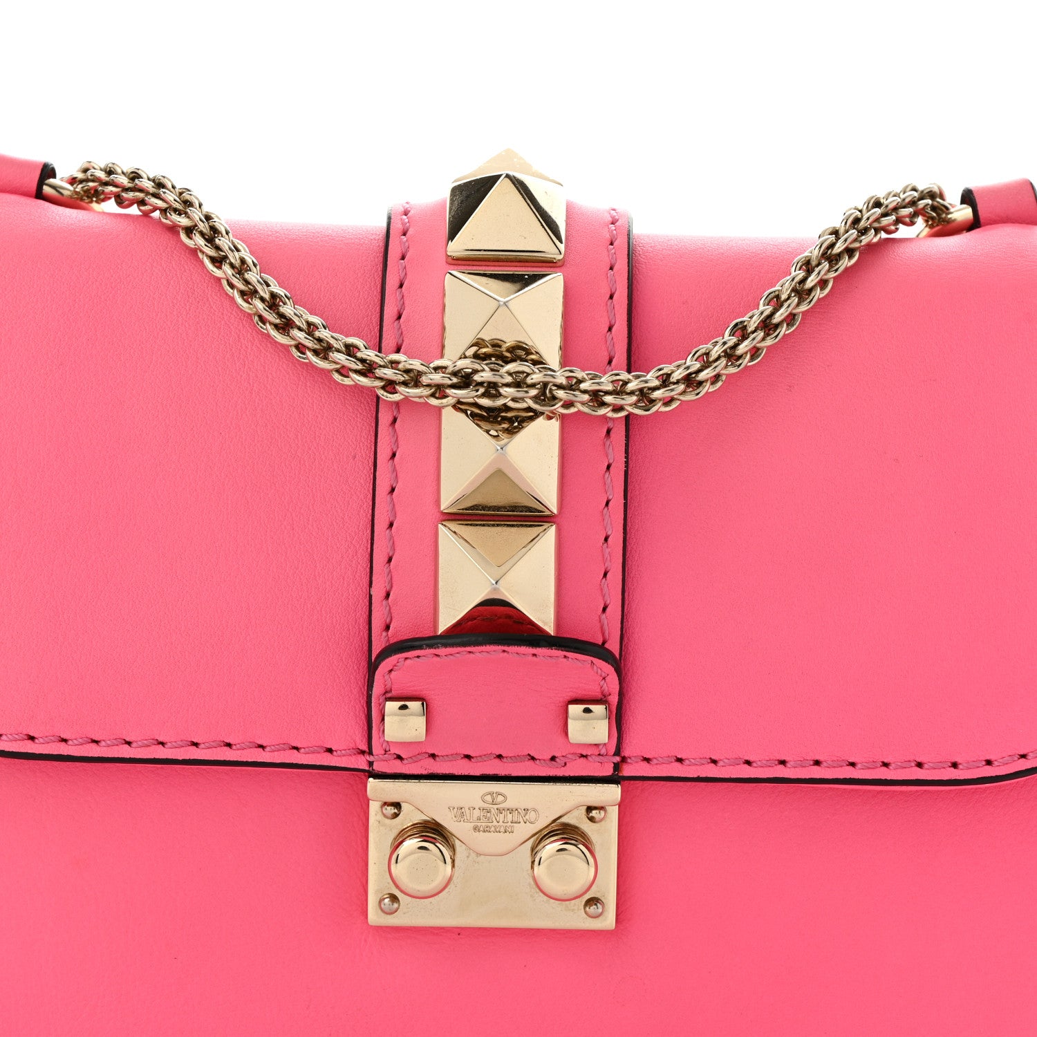 Valentino Garavani Vitello Small Glam Lock Rockstud Flap Deep Fuxia 7 of 12