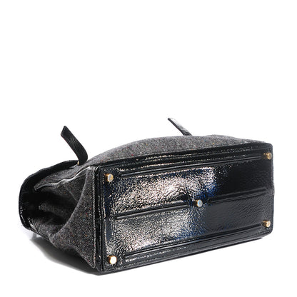 Saint Laurent Patent Tweed Large Muse Two Grey Black 4 of 7