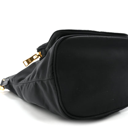 Prada Saffiano Tessuto Nylon Mini Bucket Crossbody Bag Black 8 of 9