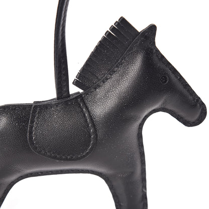 Hermes Milo Lambskin Grigri Rodeo Horse Bag Charm MM So Black 5 of 7