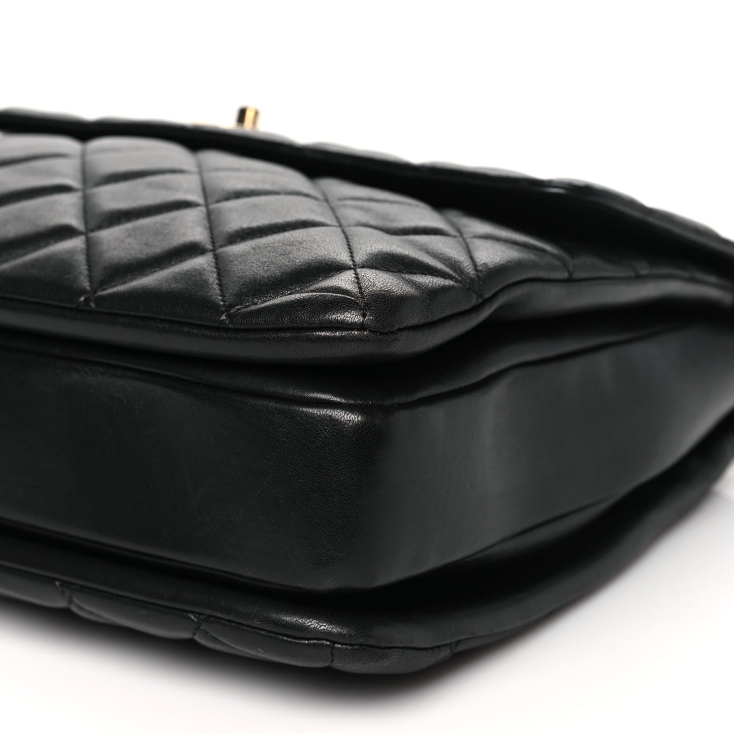 Lambskin Quilted Large Trendy CC Dual Handle Flap Bag Black