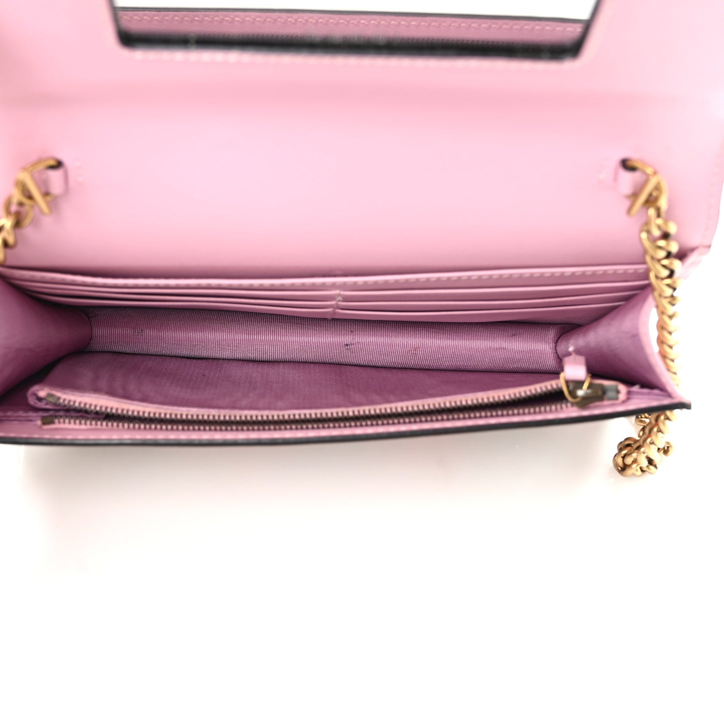 GG Supreme Monogram Strawberry Chain Wallet