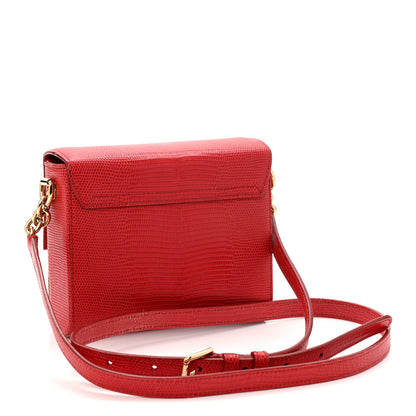 Dolce & Gabbana Lizard Embossed Crystal Embellished DG Millennials Mini Crossbody Bag Red 3 of 9
