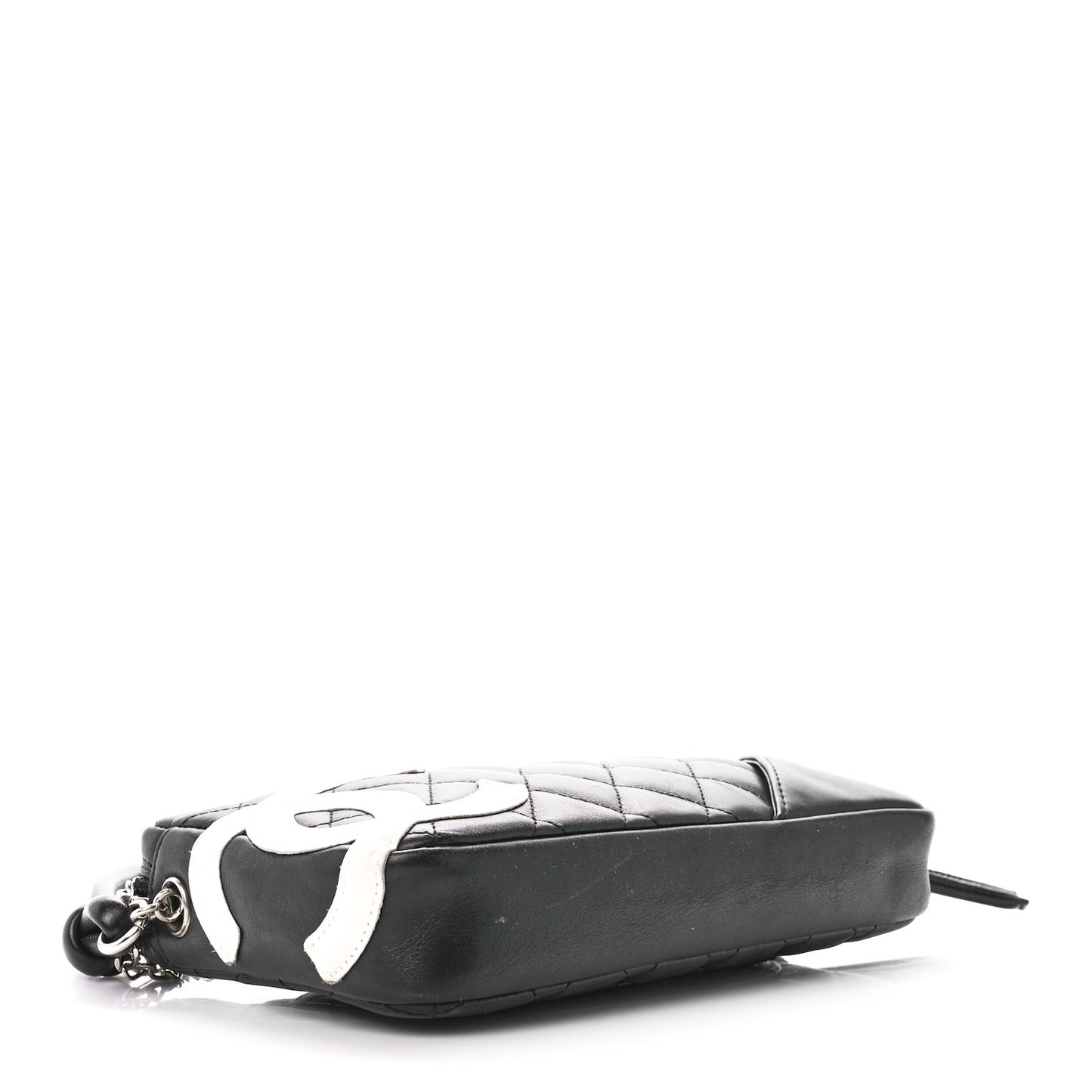 Calfskin Quilted Cambon Pochette Black White