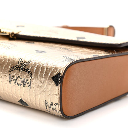 MCM Metallic Visetos Medium Millie Crossbody Bag Berlin Gold 10 of 10