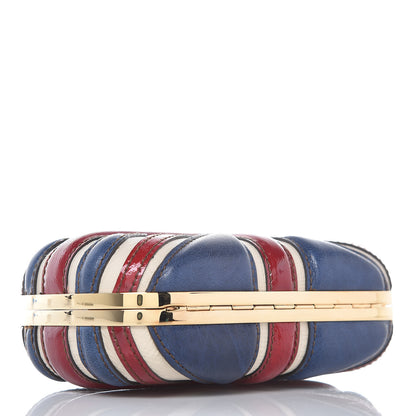 Alexander McQueen Patent Calfskin Britannia Skull Box Clutch Red Blue 4 of 8