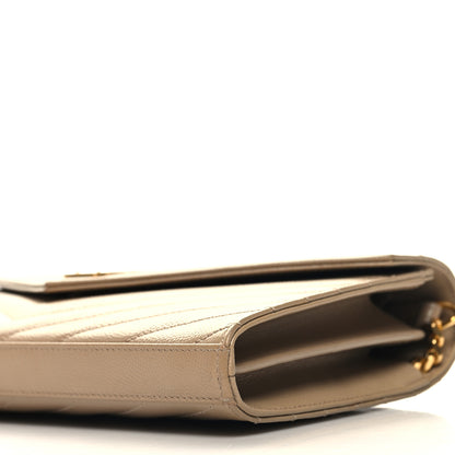Saint Laurent Grain De Poudre Matelasse Chevron Monogram Chain Wallet Nude Powder 10 of 10