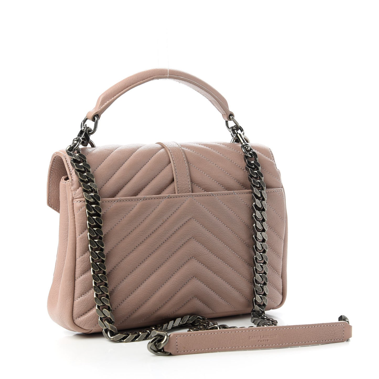 Sheepskin Matelasse Chevron Monogram Medium College Bag Rose Poudre
