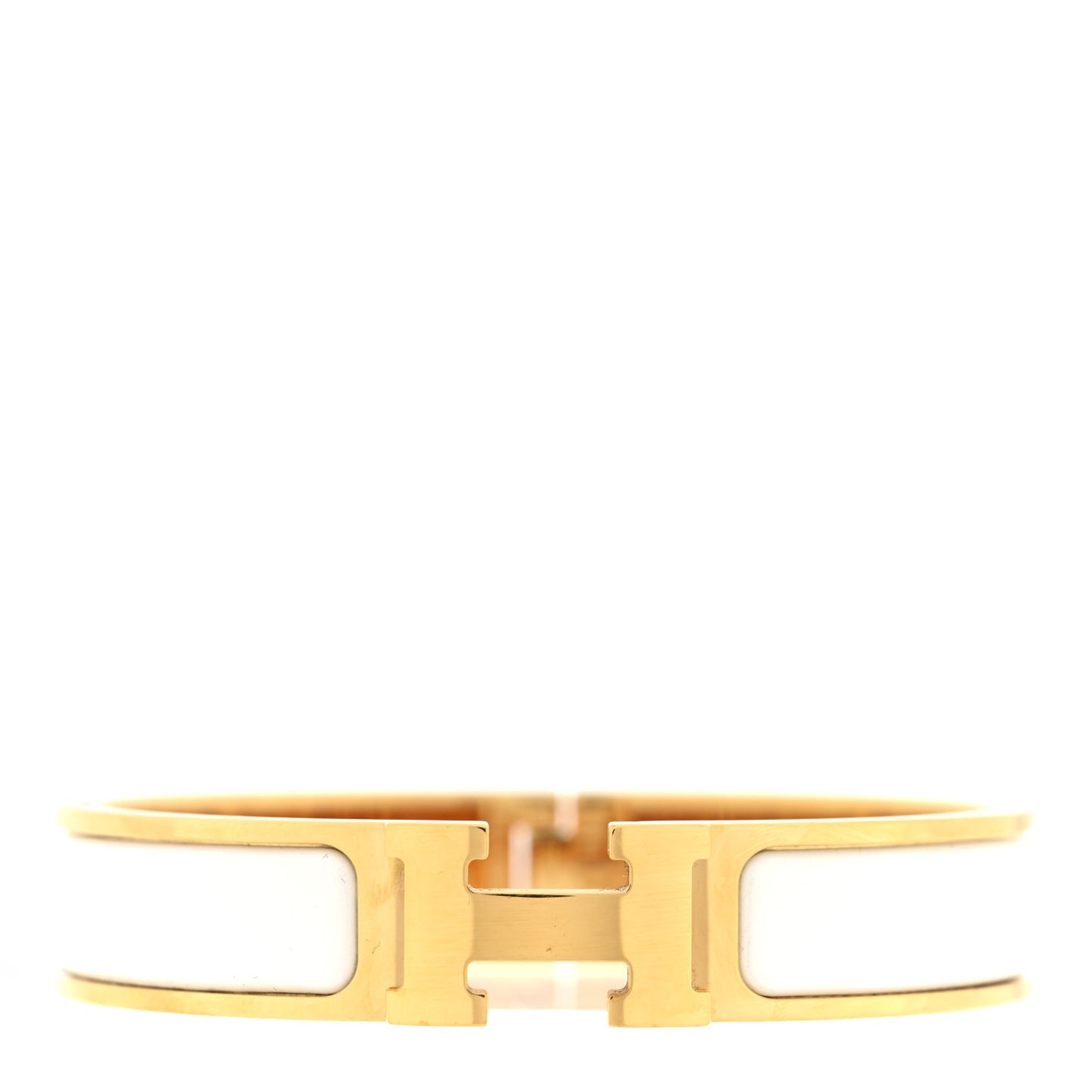 Enamel Narrow Clic Clac H Bracelet PM White