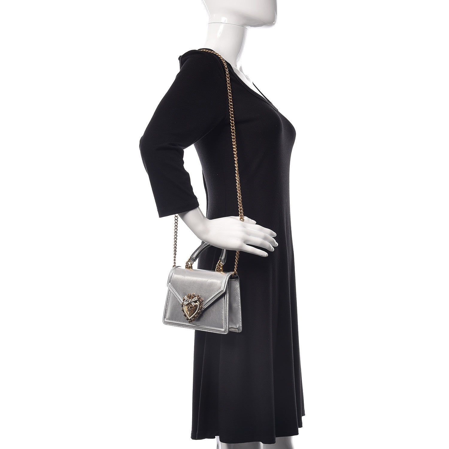 Dolce & Gabbana Smooth Calfskin Devotion Envelope Top Handle Bag Silver 2 of 13