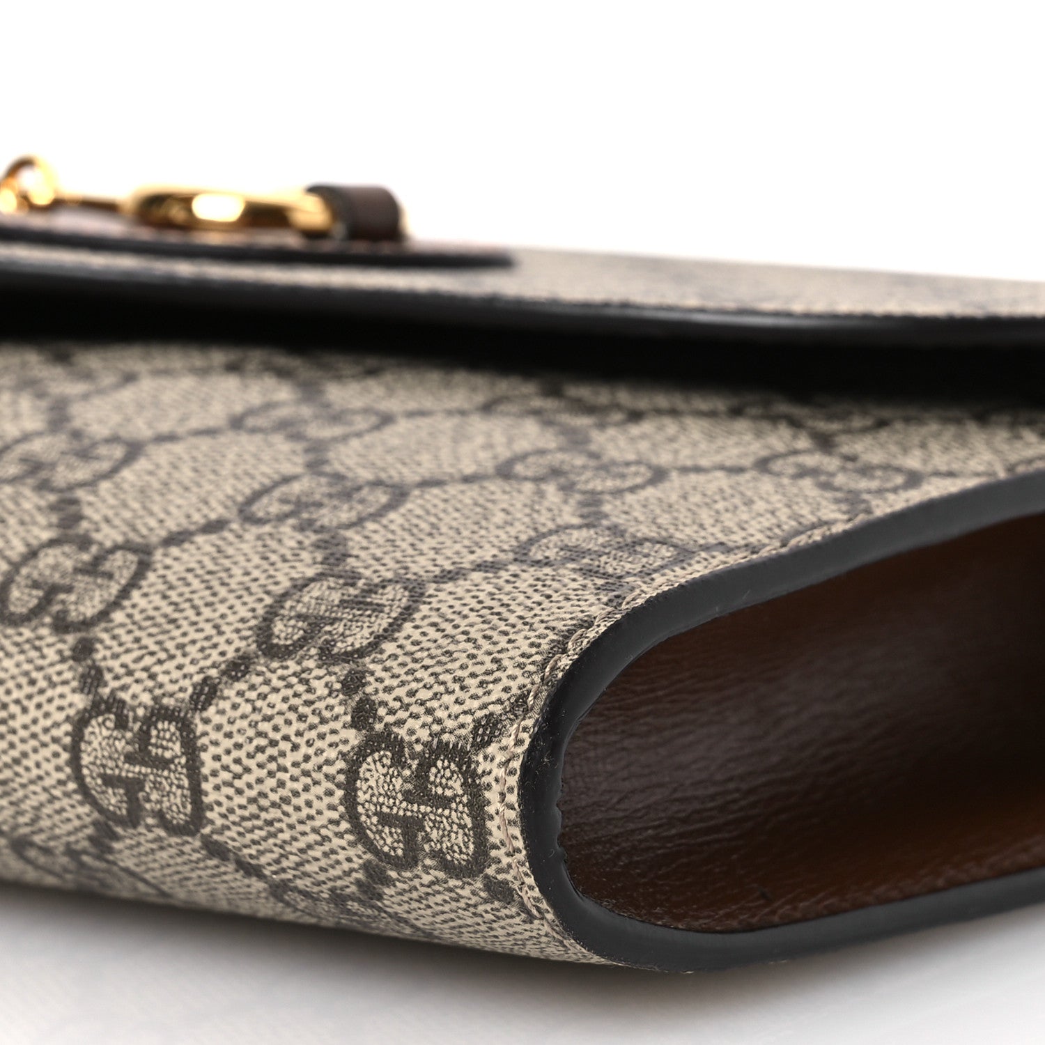Gucci GG Supreme Monogram Azalea Calfskin Web Small Horsebit 1955 Crossbody Bag Beige Ebony Brown Sugar 10 of 11