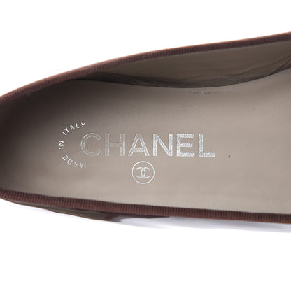 Chanel Patent CC Cap Toe Ballerina Flats 39 Navy Burgundy 6 of 12