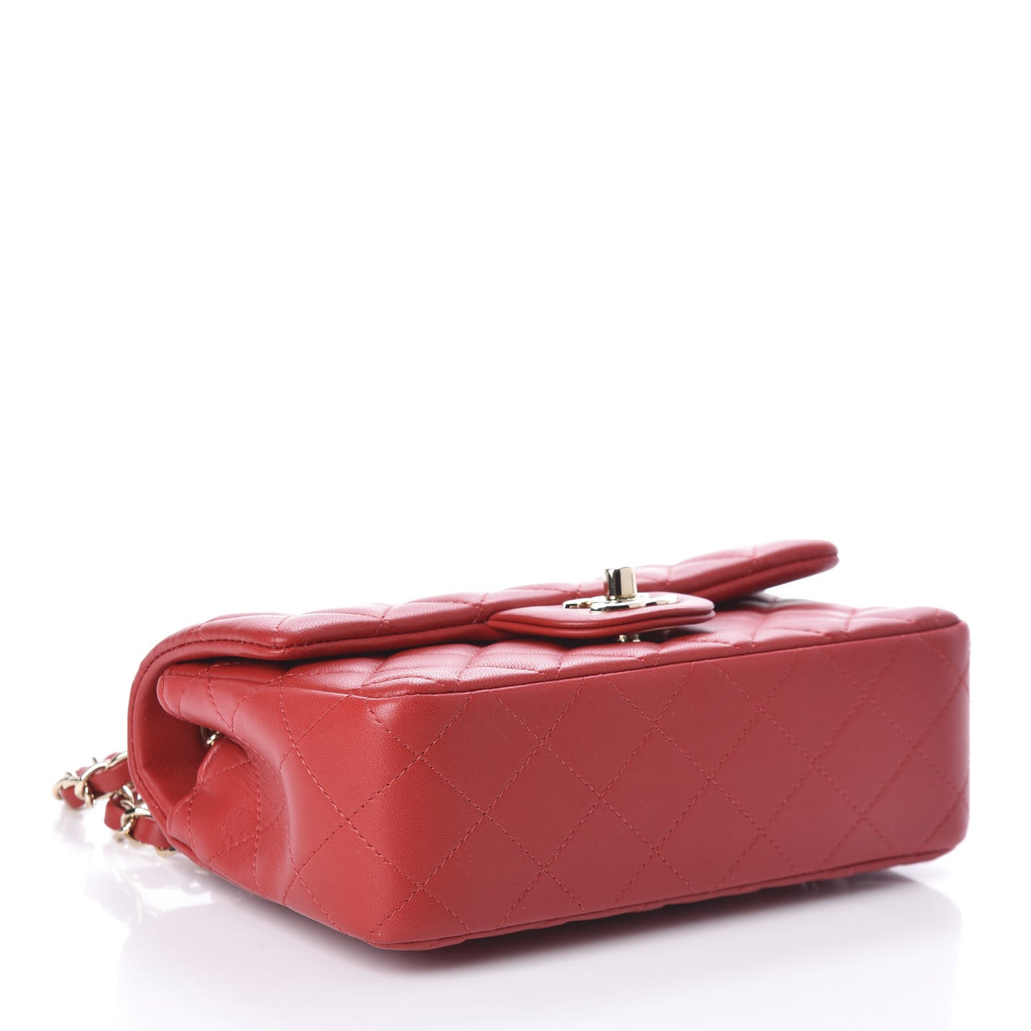 Lambskin Quilted Mini Rectangular Flap Red