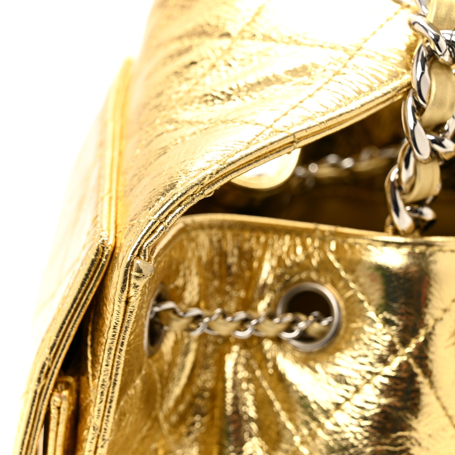 Chanel Metallic Aged Calfskin Quilted Small Chanel 25 Handbag Gold 11 of 15