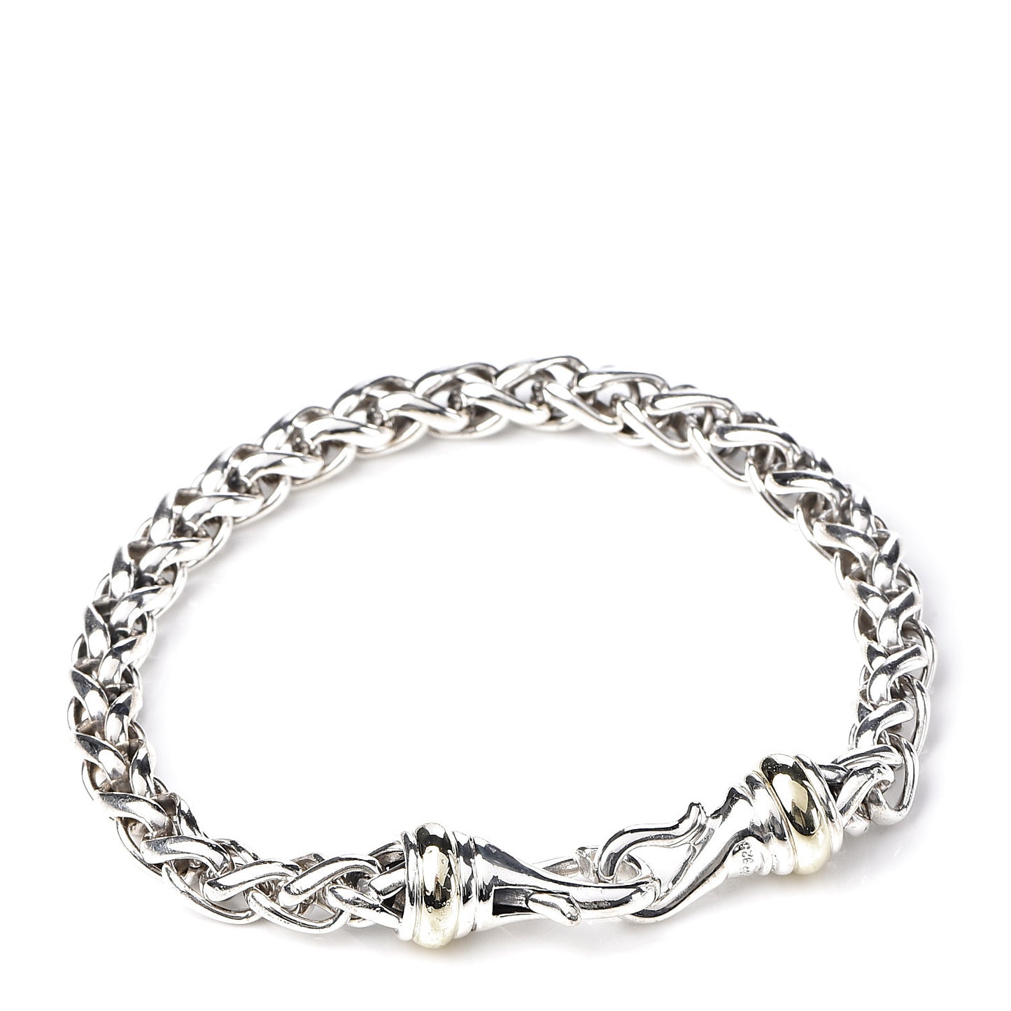 Sterling Silver 14K Yellow Gold 6mm Wheat Chain Bracelet