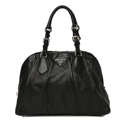 Prada Soft Calf Pleated Tote Black 1 of 21