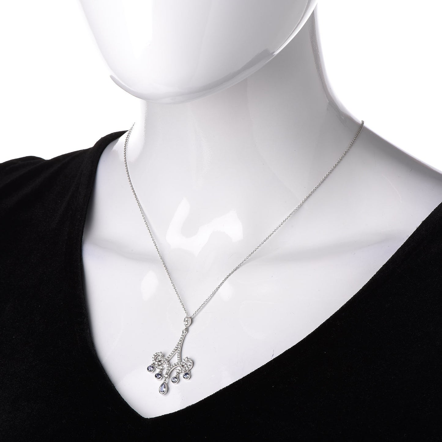 Platinum Diamond Tanzanite Enchant Chandelier Pendant Necklace