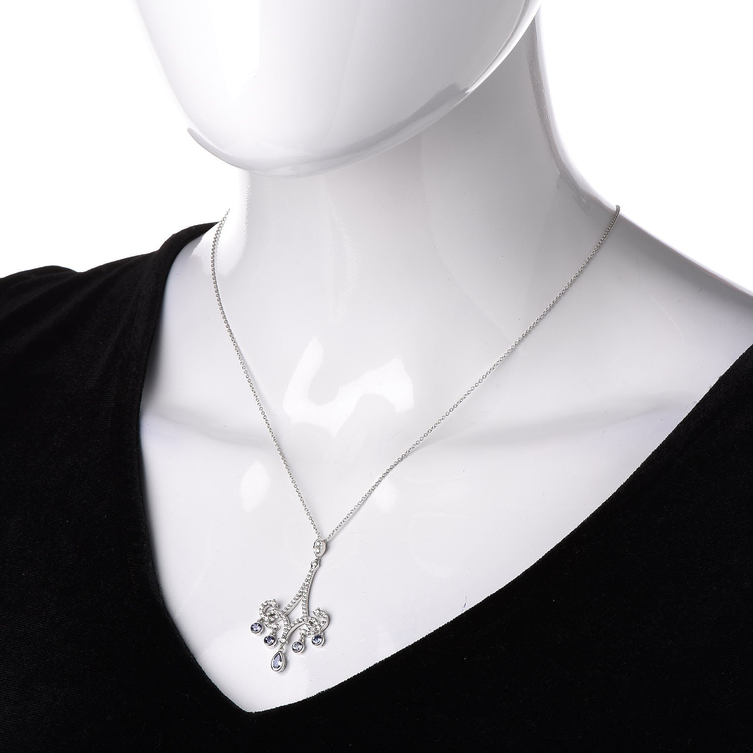 Tiffany Platinum Diamond Tanzanite Enchant Chandelier Pendant Necklace 2 of 6
