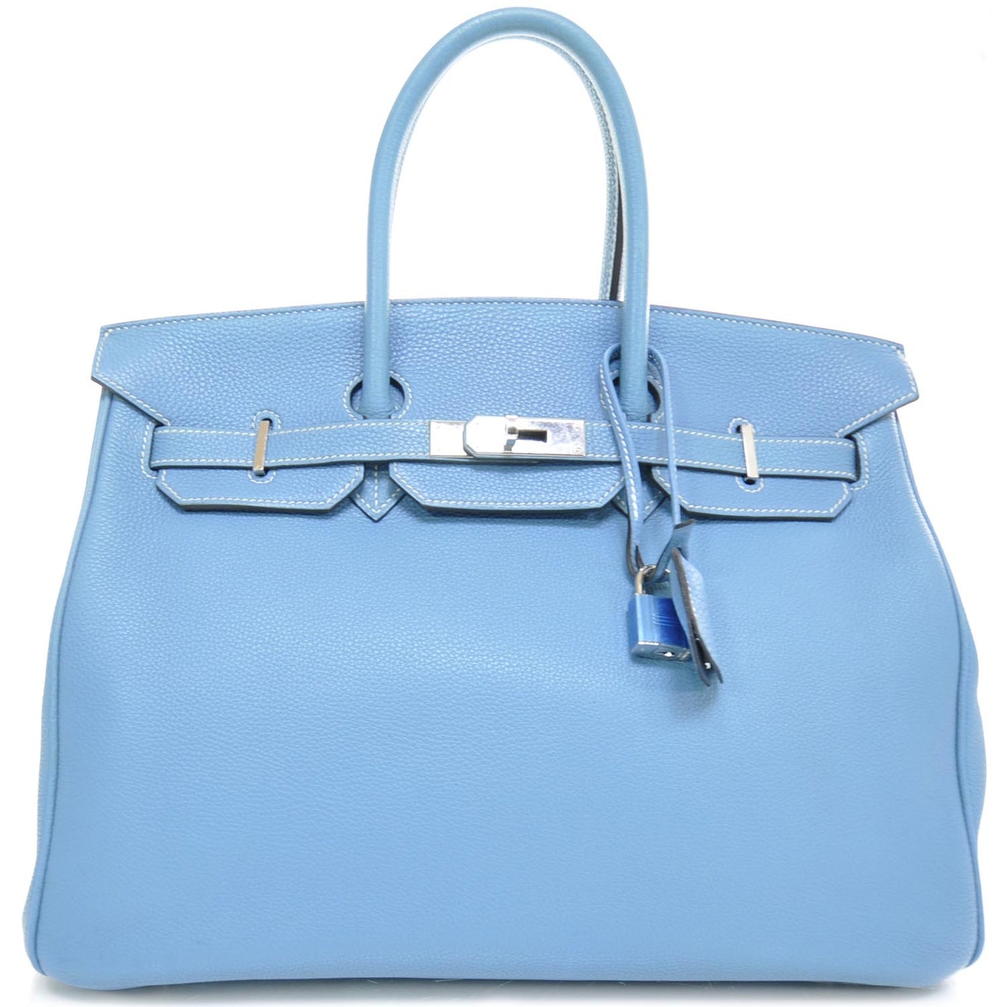 Togo Leather BIRKIN 35 Blue Jean Tote Bag