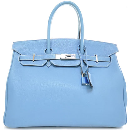 Hermes Togo Leather BIRKIN 35 Blue Jean Tote Bag 1 of 10