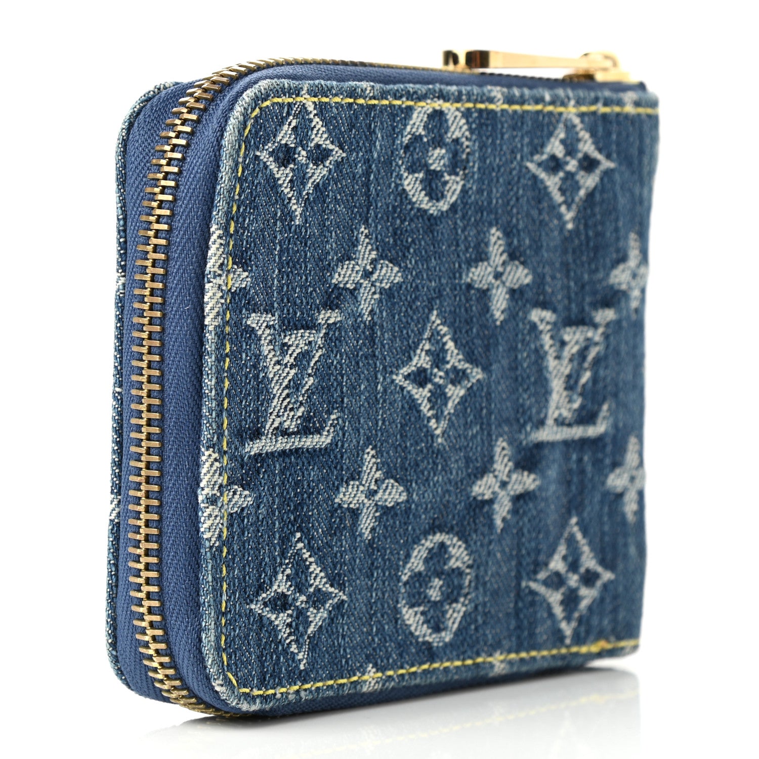 Louis Vuitton Denim Zip Compact Wallet Blue 3 of 8