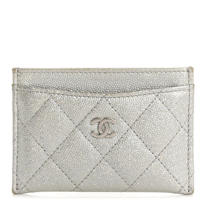 Chanel Glittered Metallic Caviar Quilted Card Holder Silver 1 of 14