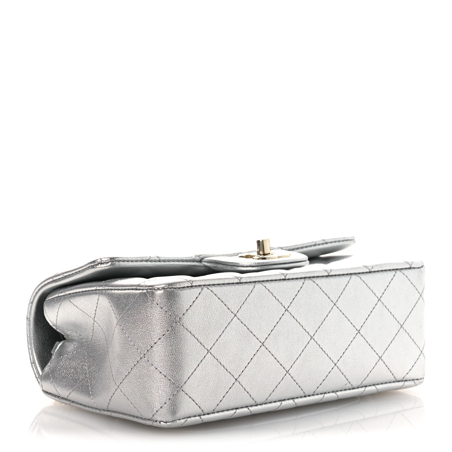 Chanel Metallic Lambskin Quilted Mini Rectangular Flap Silver 4 of 15
