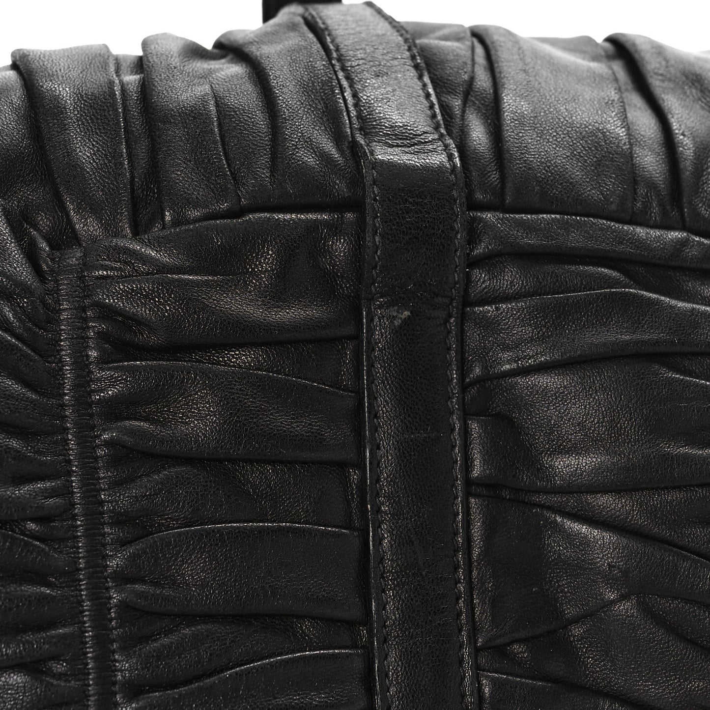 Nappa Gaufre Buckle Shoulder Bag Black