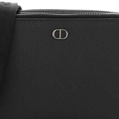 Christian Dior Grained Calfskin CD Icon Zipped Pouch With Strap Black 9 of 11