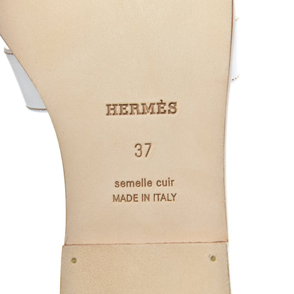 Hermes Box Calfskin Oran Sandals 37 White 7 of 9