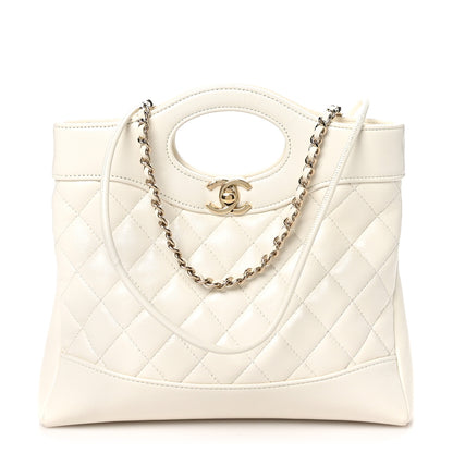 Chanel Shiny Lambskin Quilted Mini 31 Shopping Bag White 1 of 10
