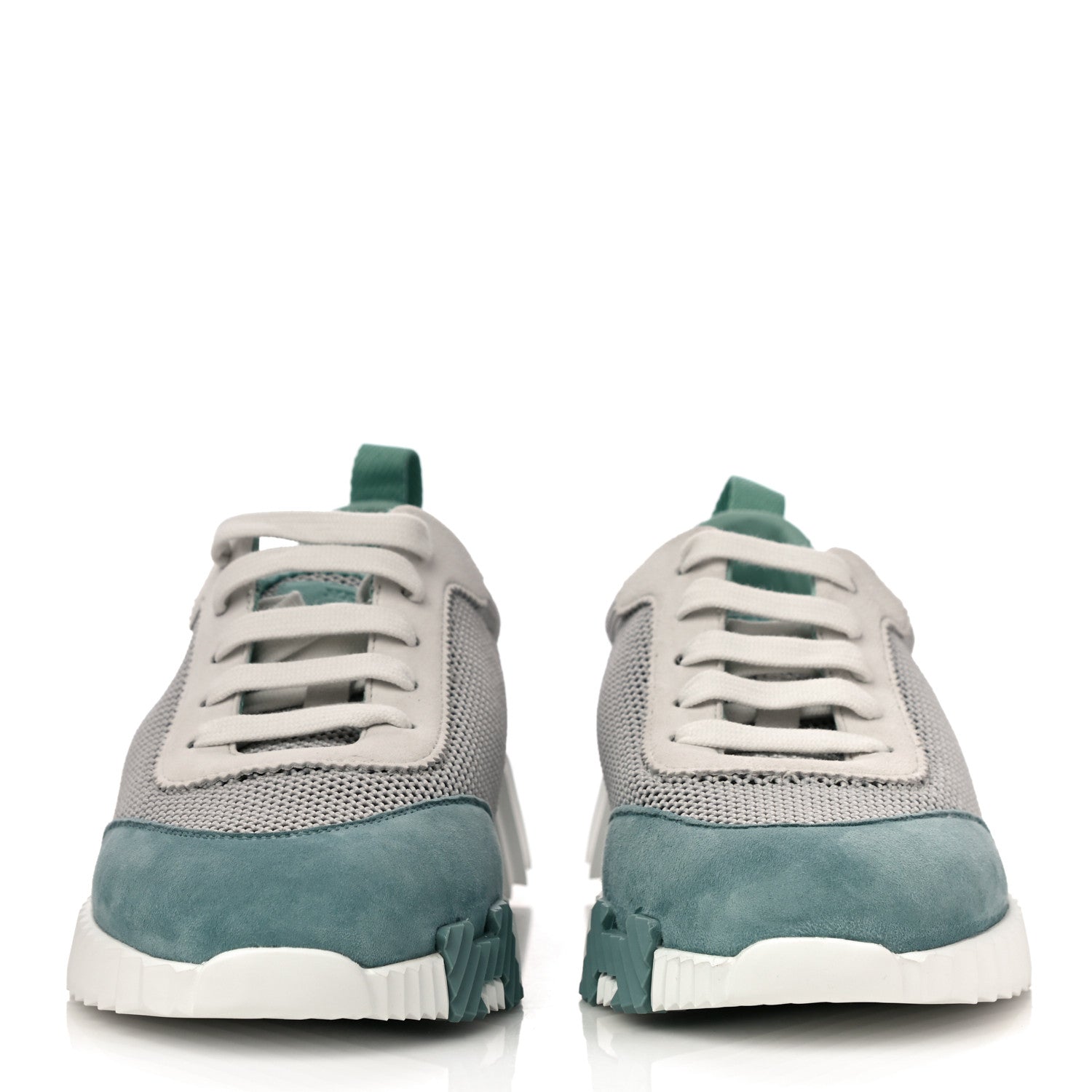 Hermes Air Mesh Suede Goatskin Bouncing Sneakers 37.5 Vert D'Eau 2 of 9