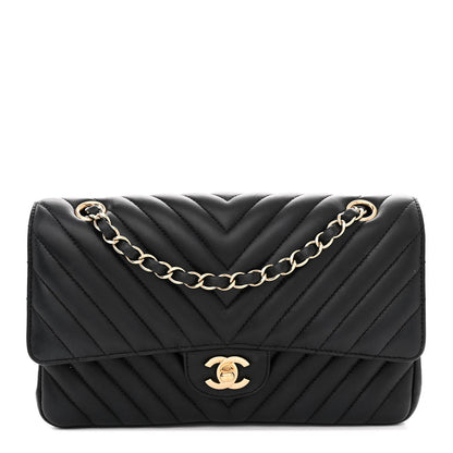 Chanel Lambskin Chevron Quilted Medium Double Flap Black 1 of 12