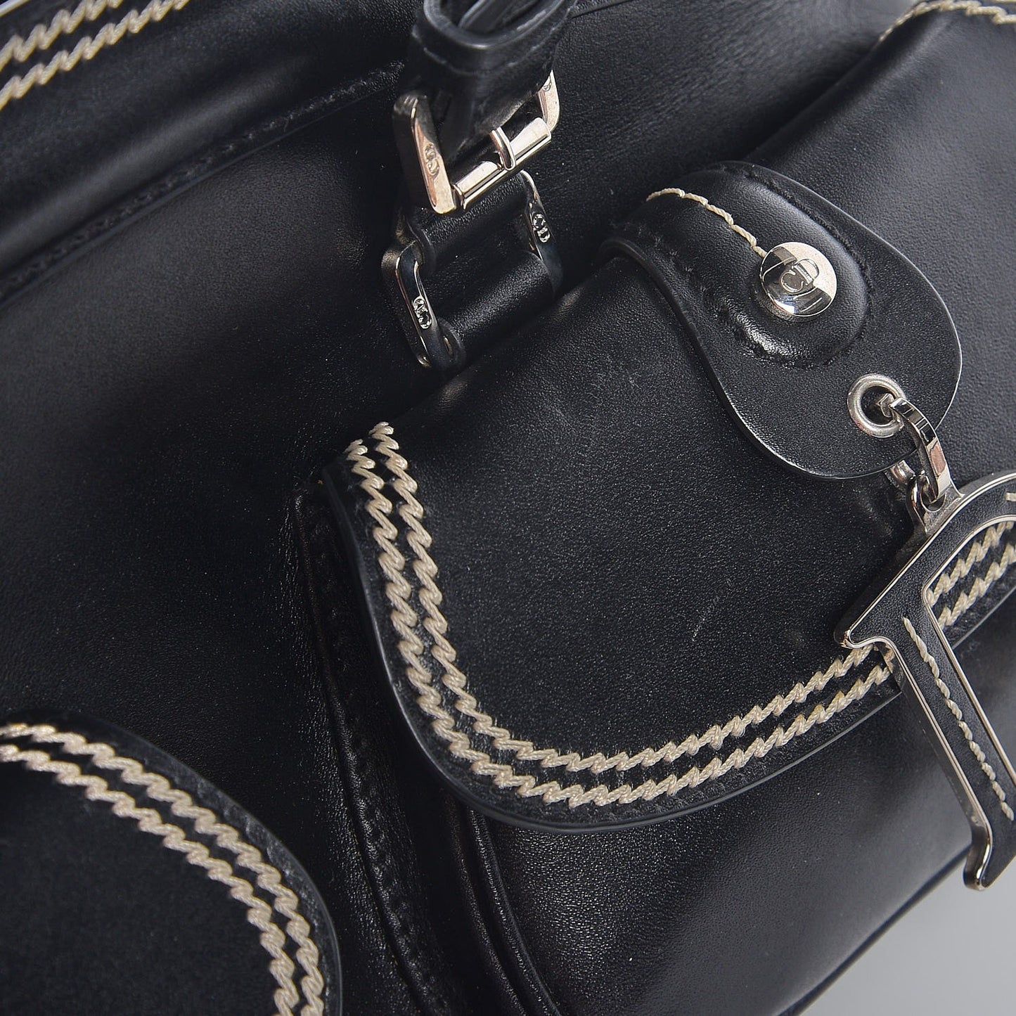 Calfskin Frame Satchel Black