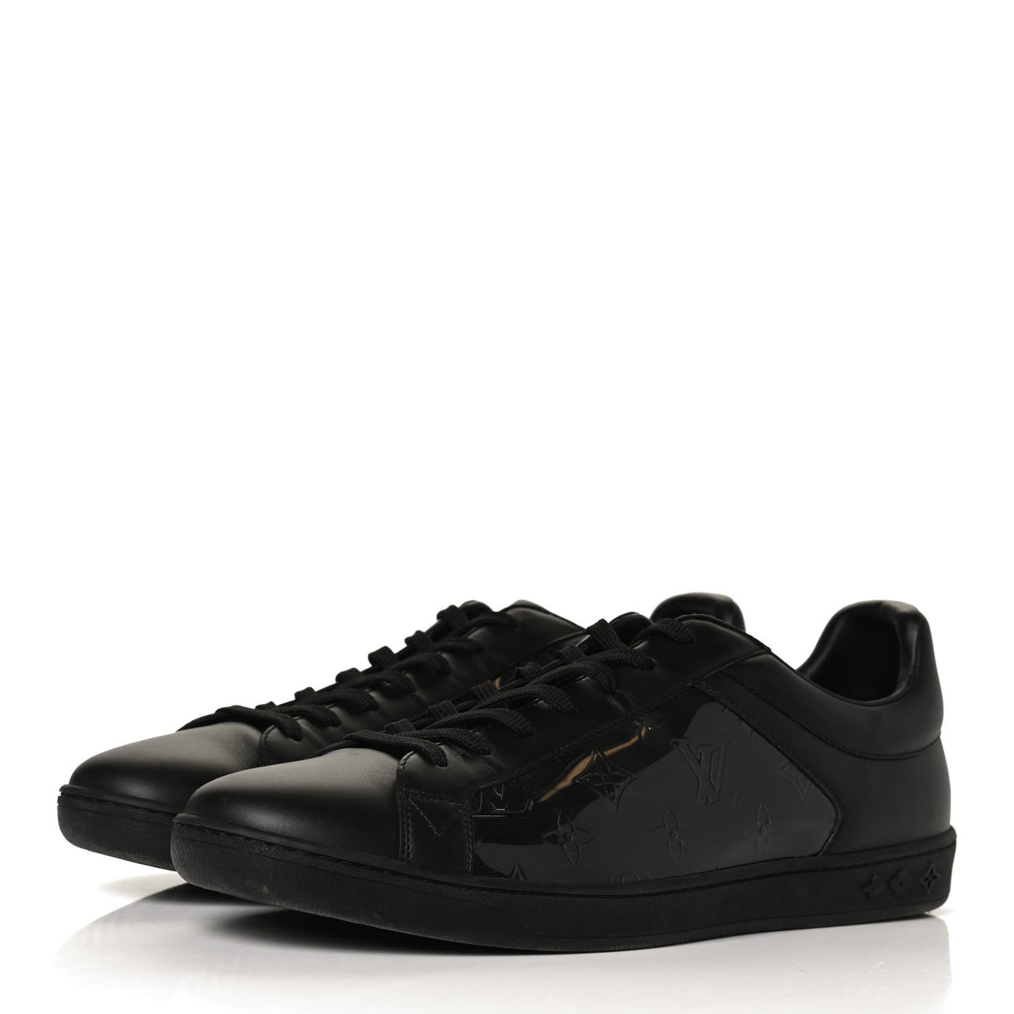 PVC Calfskin Monogram Mens Sneakers 9.5 Black