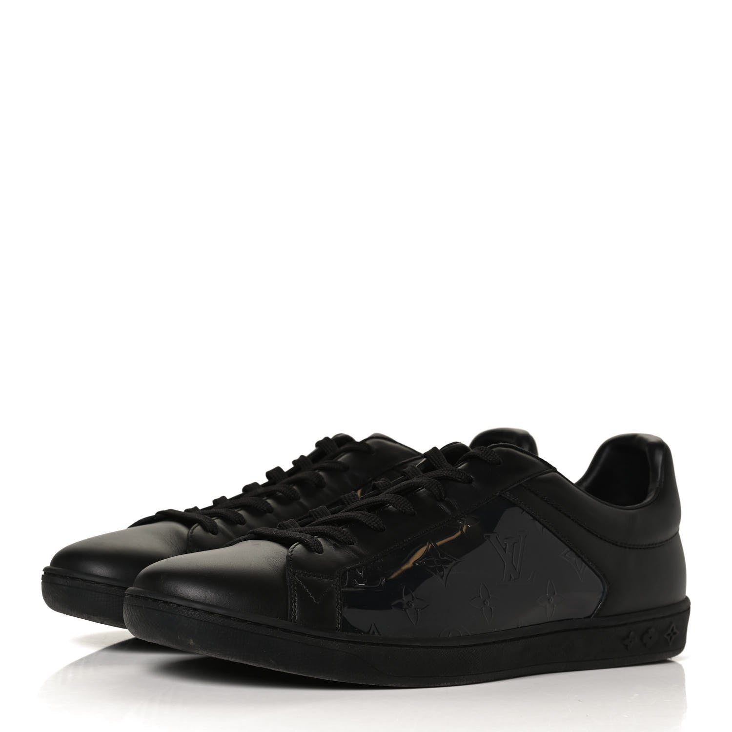Louis Vuitton PVC Calfskin Monogram Mens Sneakers 9.5 Black 3 of 11