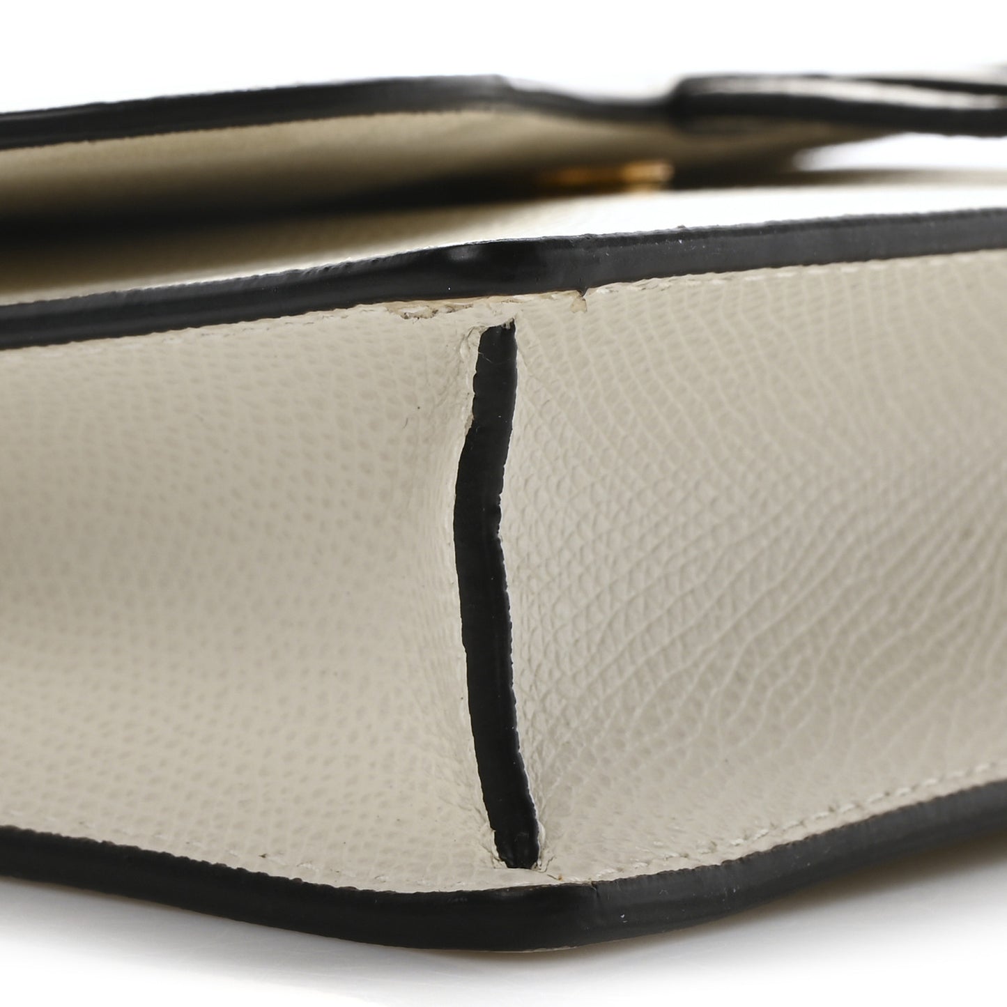 Grained Calfskin Saddle Chain Pouch Latte