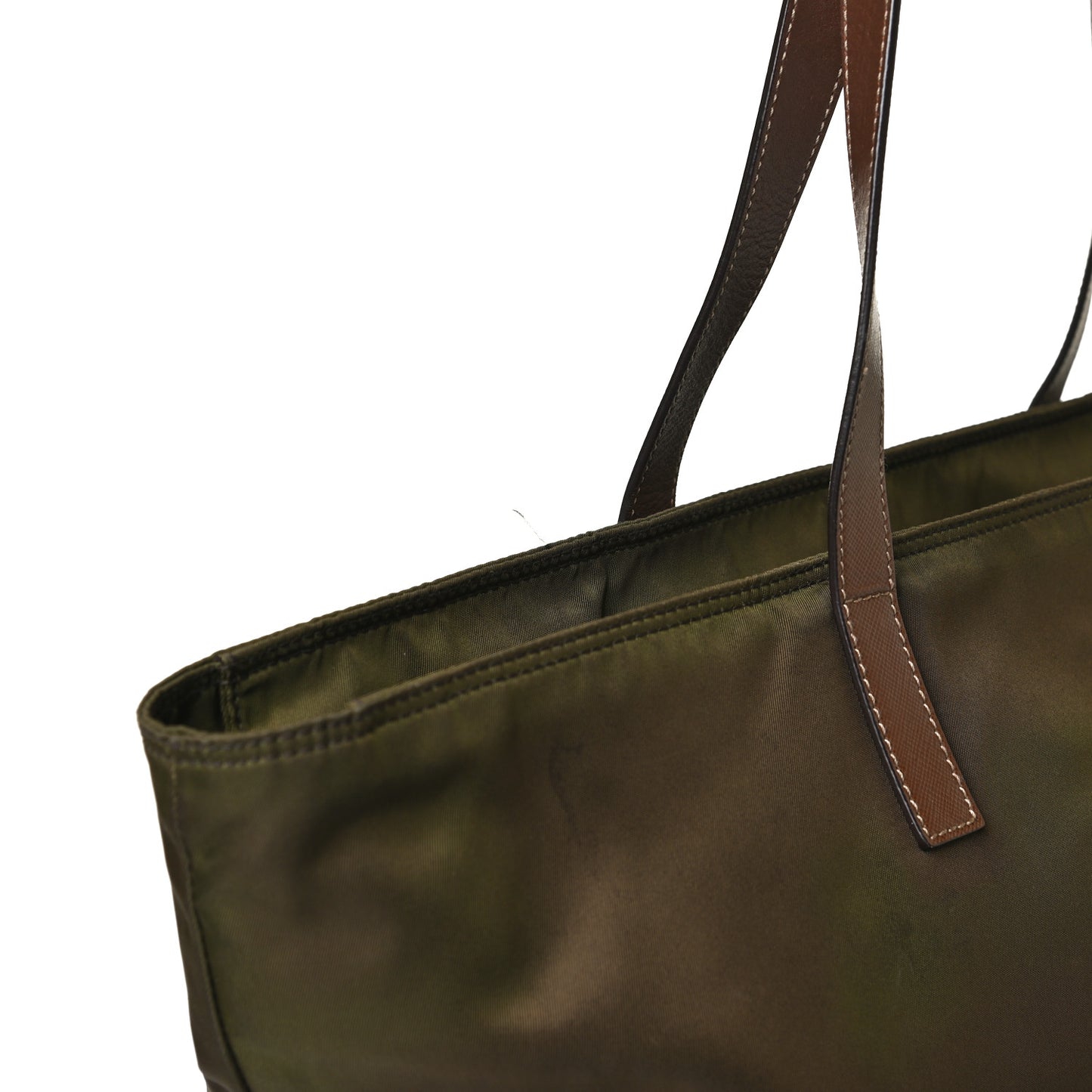 Tessuto Nylon Saffiano Shopping Tote Green