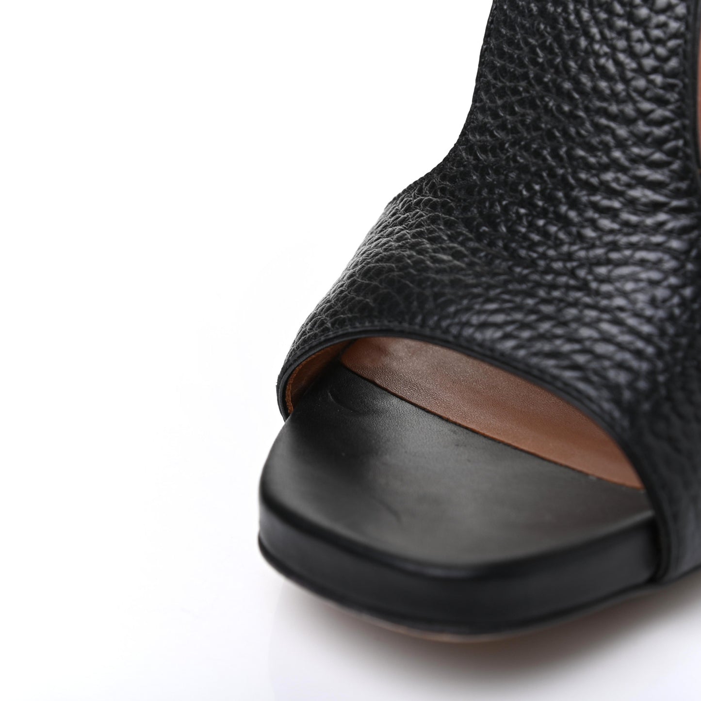 Grained Calfskin Rockstud Ankle Strap 5/105mm Sandals 38.5 Black