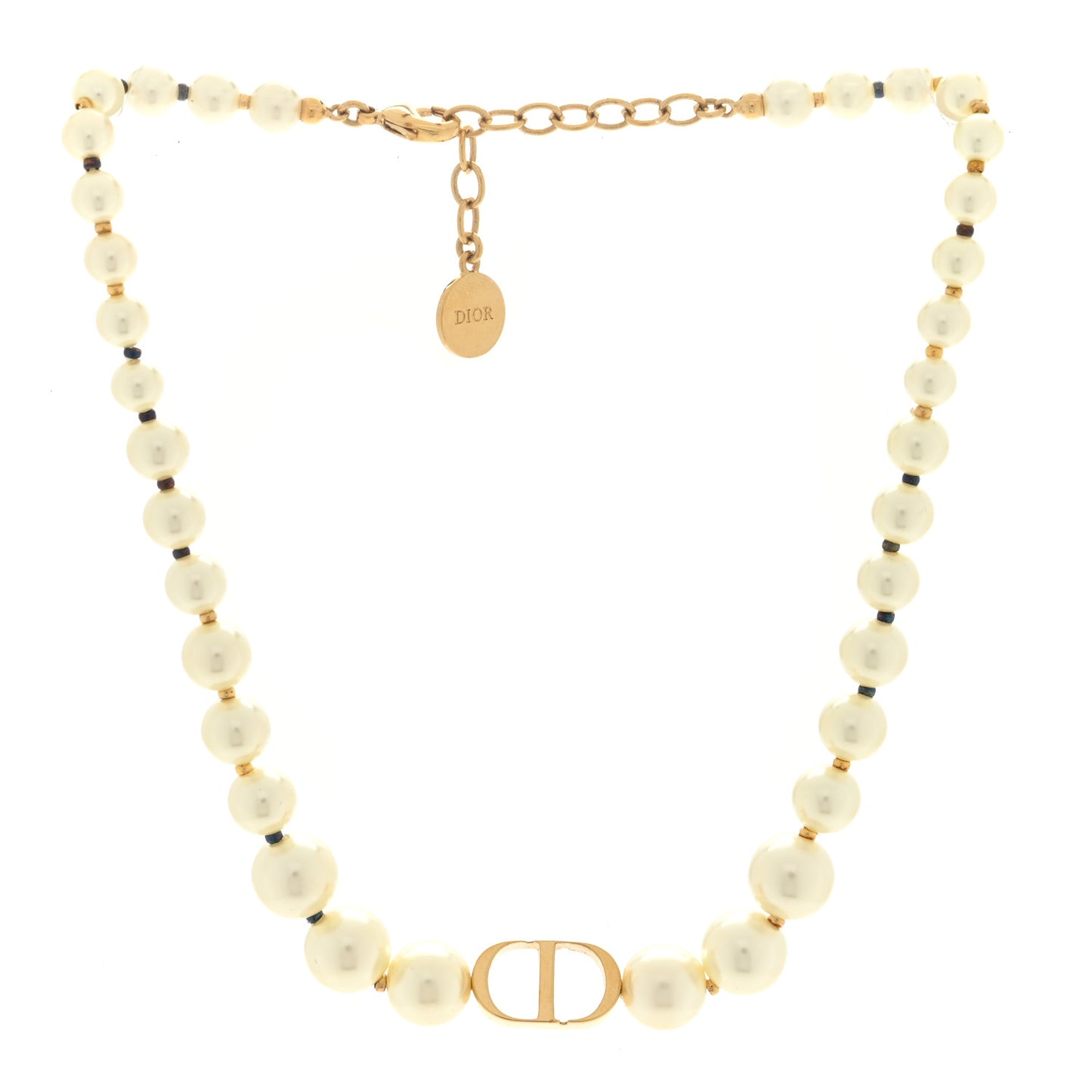 CHRISTIAN DIOR Pearl 30 Montaigne Choker Necklace Gold
