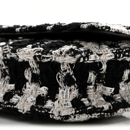Chanel Tweed Quilted Wallet On Chain WOC Black Ecru White 11 of 14