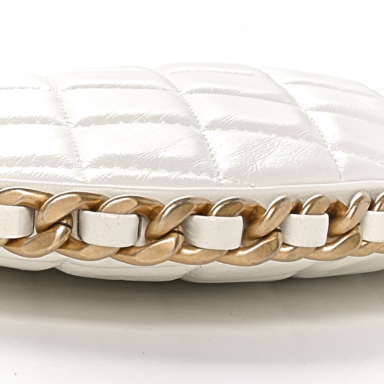 Chanel Shiny Crumpled Lambskin Quilted Chain Around Hobo White 9 of 10