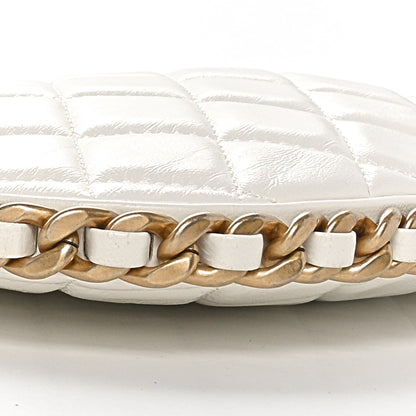 Chanel Shiny Crumpled Lambskin Quilted Chain Around Hobo White 9 of 10