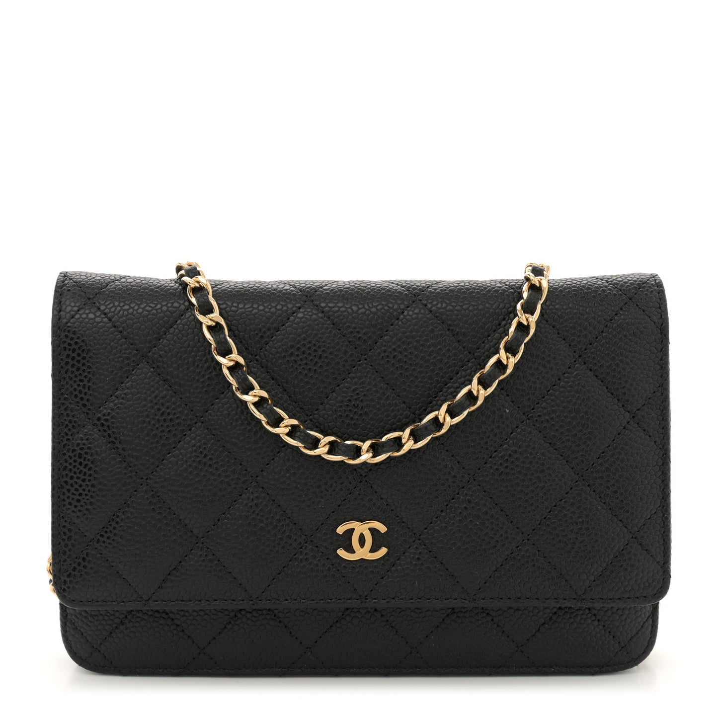 Caviar Quilted Wallet on Chain WOC Black