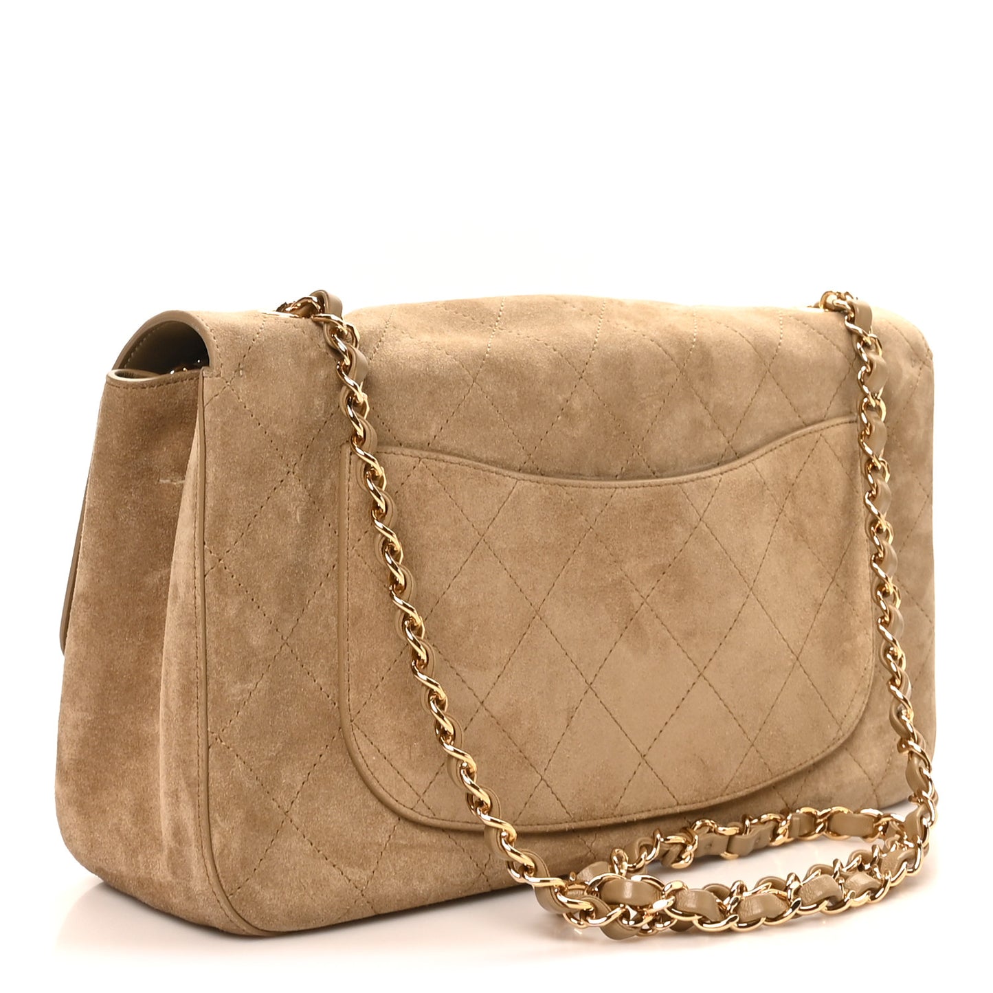 Suede Calfskin Small Souplissimo Maxi Flap Dark Beige
